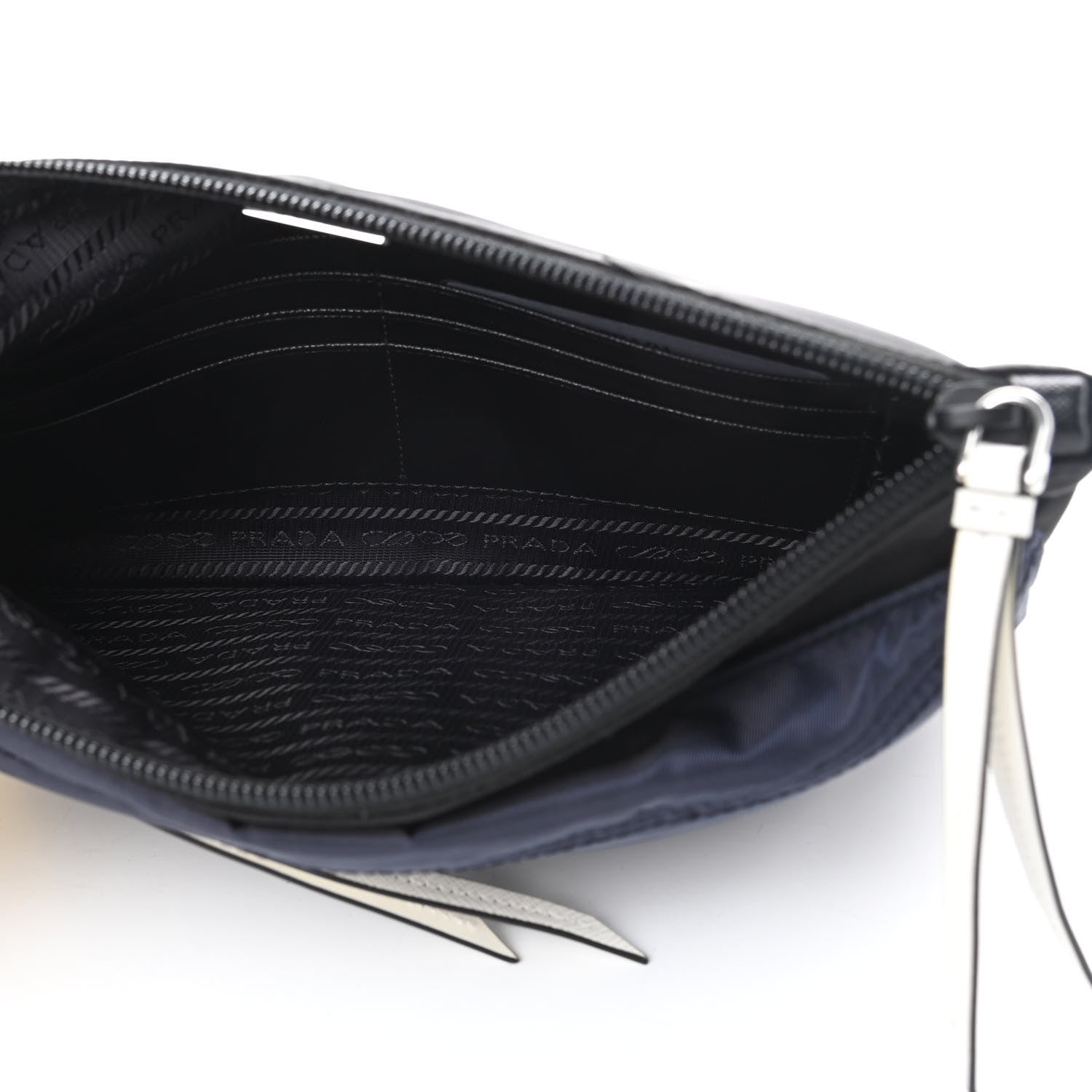 Prada Tessuto Nylon Saffiano Patch Camouflage Pouch Blue Black 6 of 8
