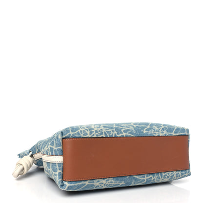 Loewe Denim Calfskin Mermaid Print Paula's Ibiza Flamenco Knot Bag Blue Tan 3 of 8