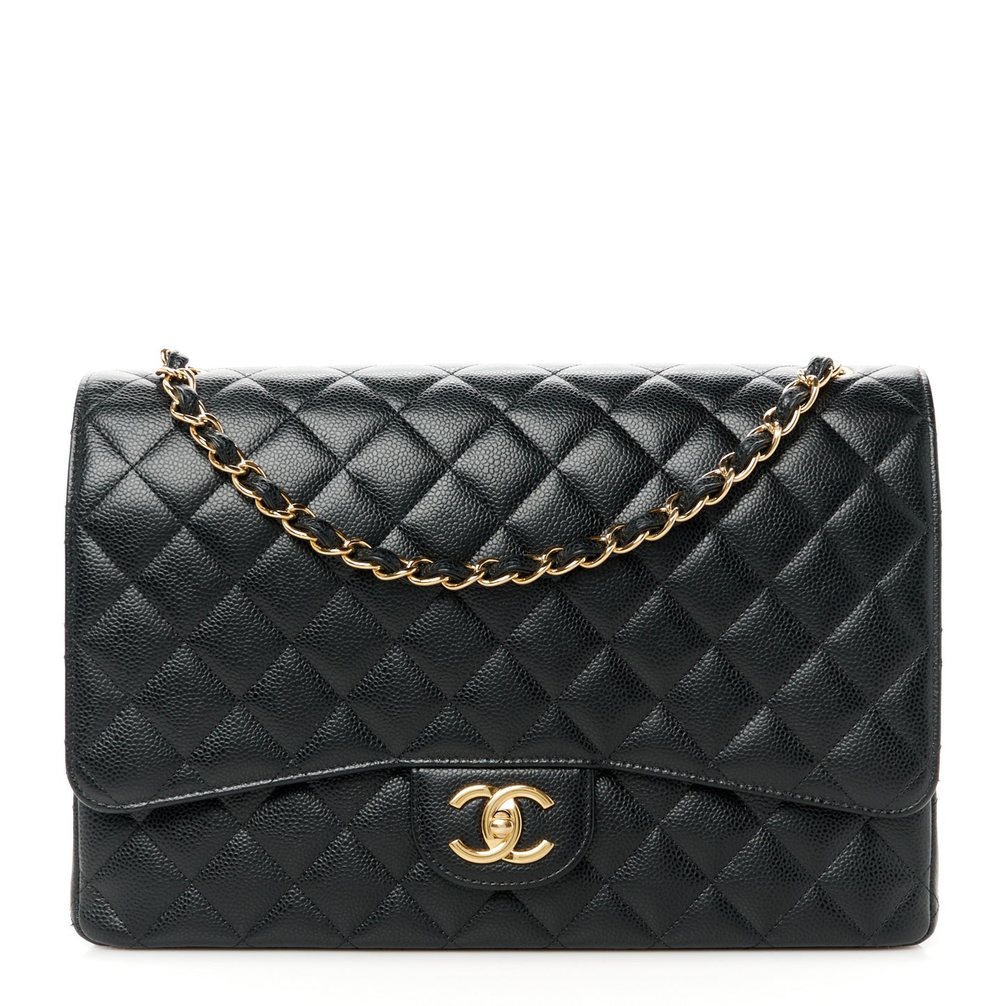 Caviar Quilted Maxi Double Flap Black