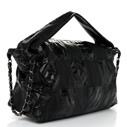 Chanel Lambskin Patent Calfskin Brooklyn Patchwork Hobo Black 3 of 11