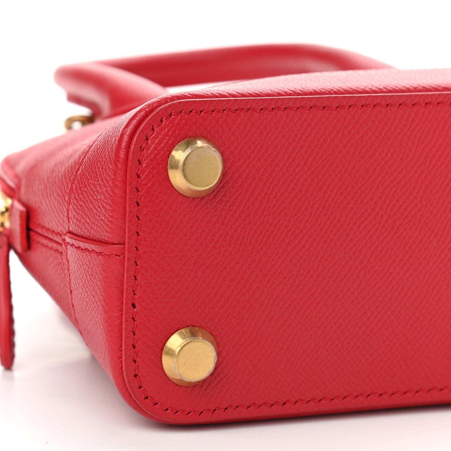 Signature Grained Calfskin Logo XXS Ville Top Handle Bag Rouge Lantern Black