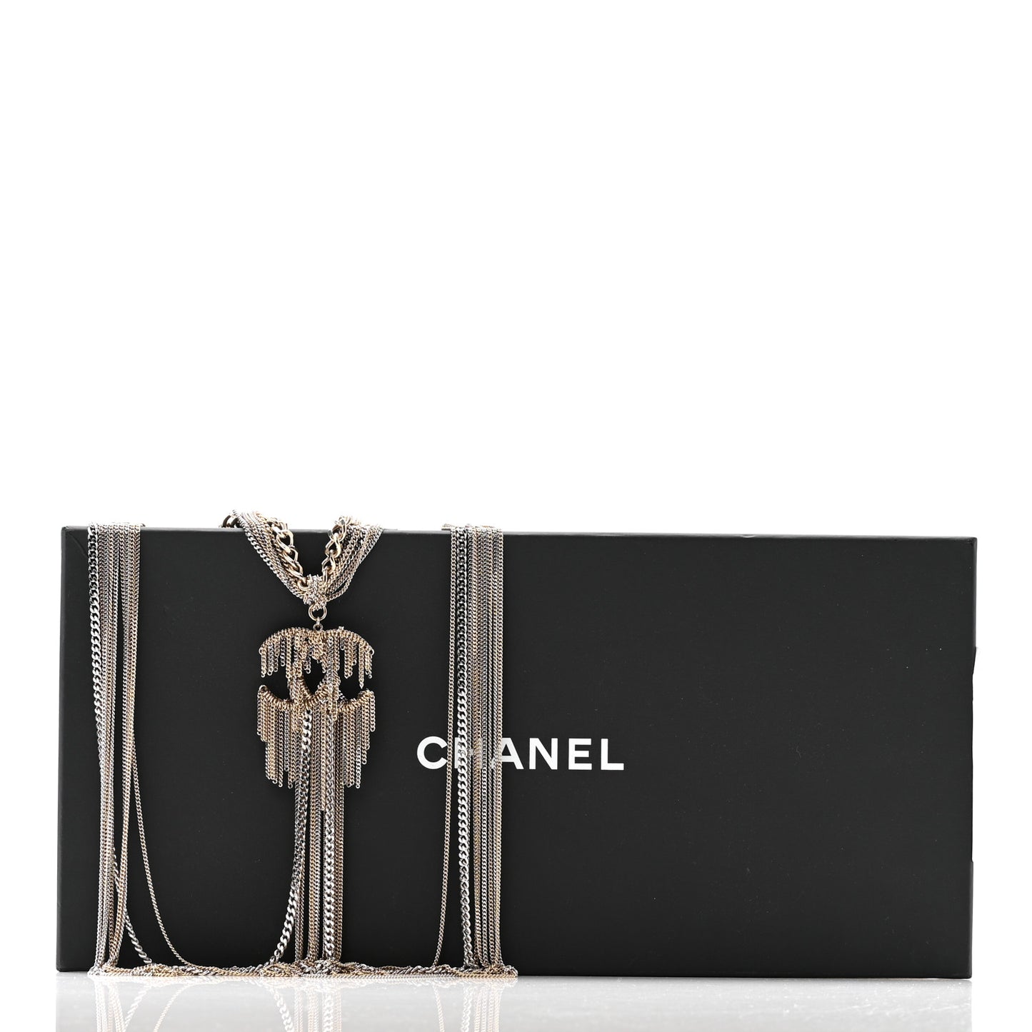 Chain Fringe Multi Strand CC Necklace Gold