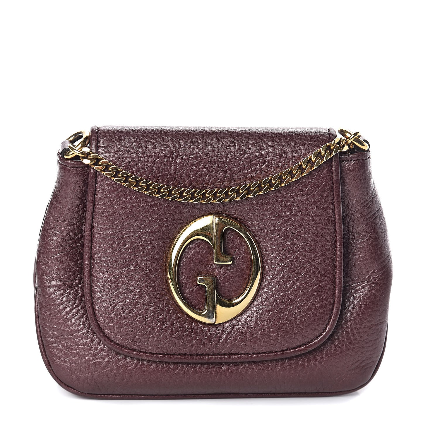 Metallic Pebbled Calfskin Small 1973 Chain Shoulder Bag Classic Burgundy