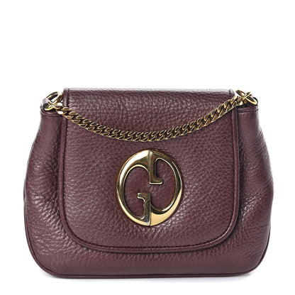 Gucci Metallic Pebbled Calfskin Small 1973 Chain Shoulder Bag Classic Burgundy 1 of 10