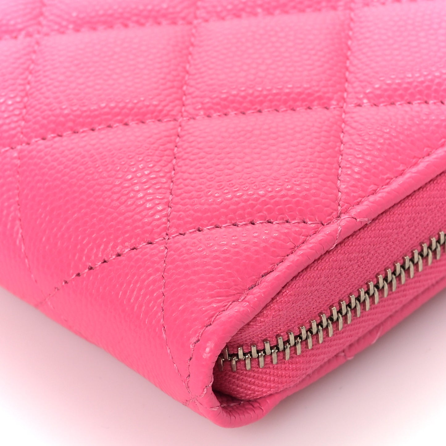 Caviar Quilted Large Gusset Zip Around Wallet Rose