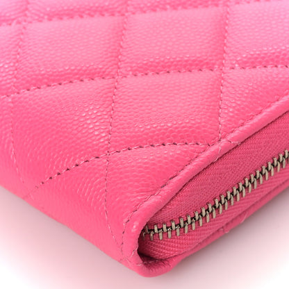 Chanel Caviar Quilted Large Gusset Zip Around Wallet Rose 9 of 10