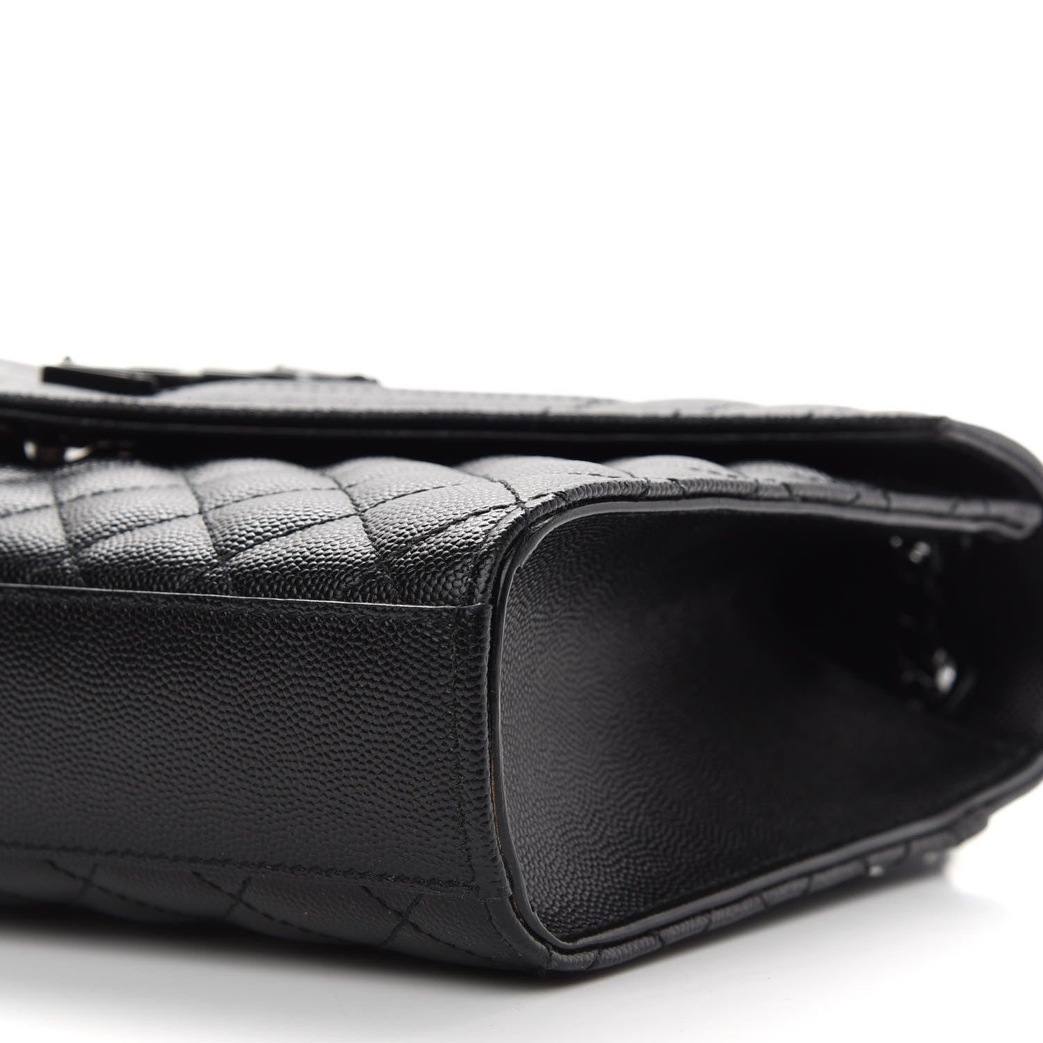 Saint Laurent Grain De Poudre Textured Mixed Matelasse Triquilt Medium Monogram Satchel Black 8 of 8