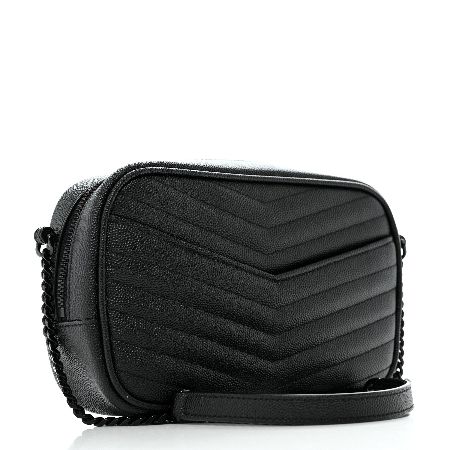 Saint Laurent Grain De Poudre Matelasse Monochrome Monogram Mini Lou Camera Bag Black 3 of 12