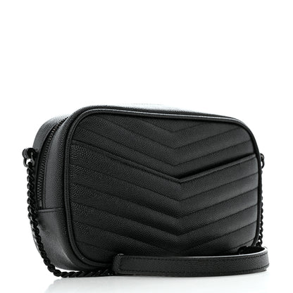 Saint Laurent Grain De Poudre Matelasse Monochrome Monogram Mini Lou Camera Bag Black 3 of 12