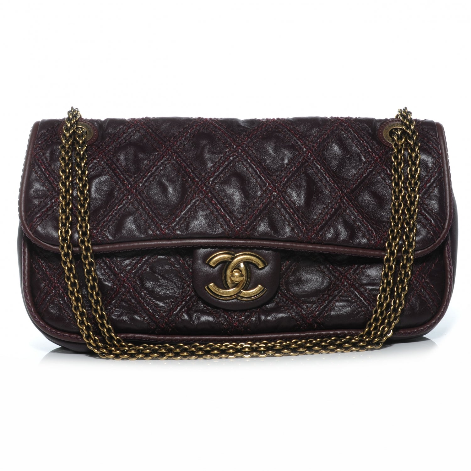 Chanel Calfskin Quilted Stitch Flap Plum 1 of 8