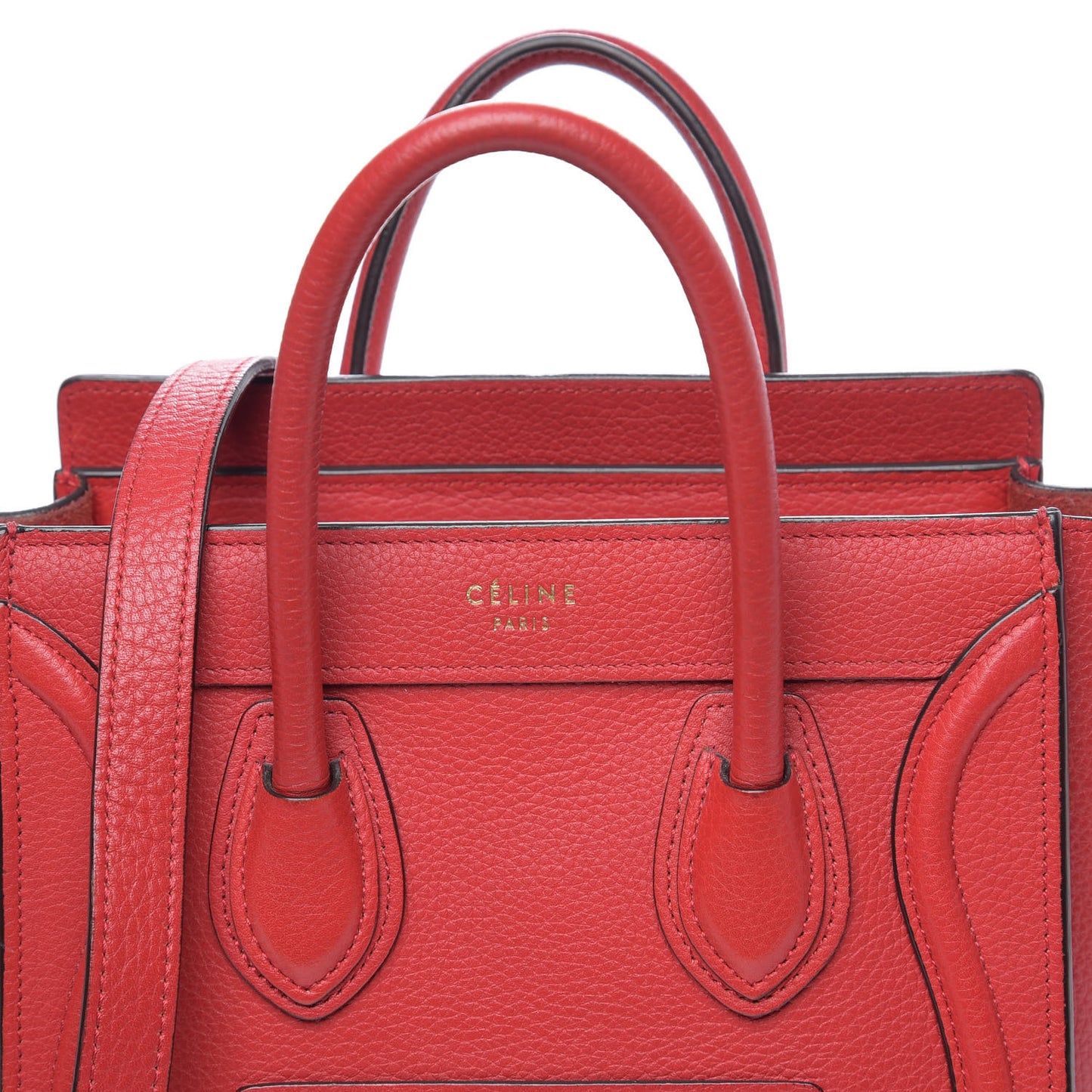 Drummed Calfskin Nano Luggage Red