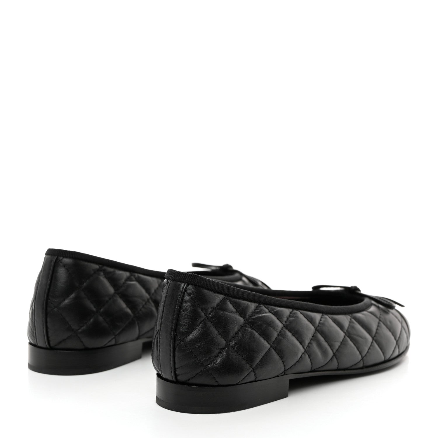 Chanel Aged Calfskin Quilted CC Cap Toe Ballerina Flats 37.5 Black 5 of 9