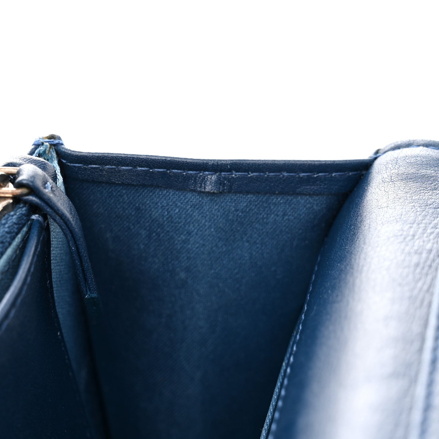 Patent Camellia Wallet on Chain WOC Royal Blue