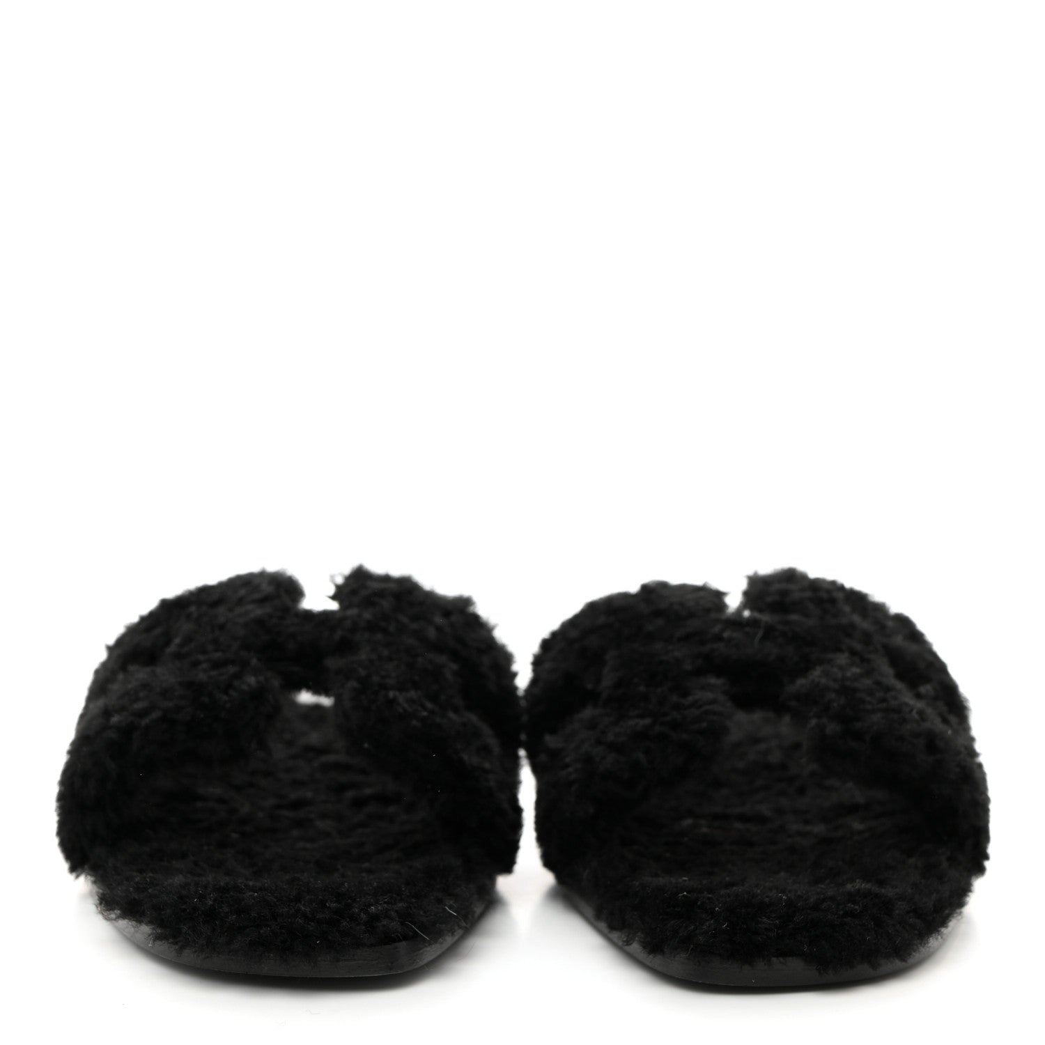Hermes Woolskin Oran Sandals 38.5 Black 2 of 8