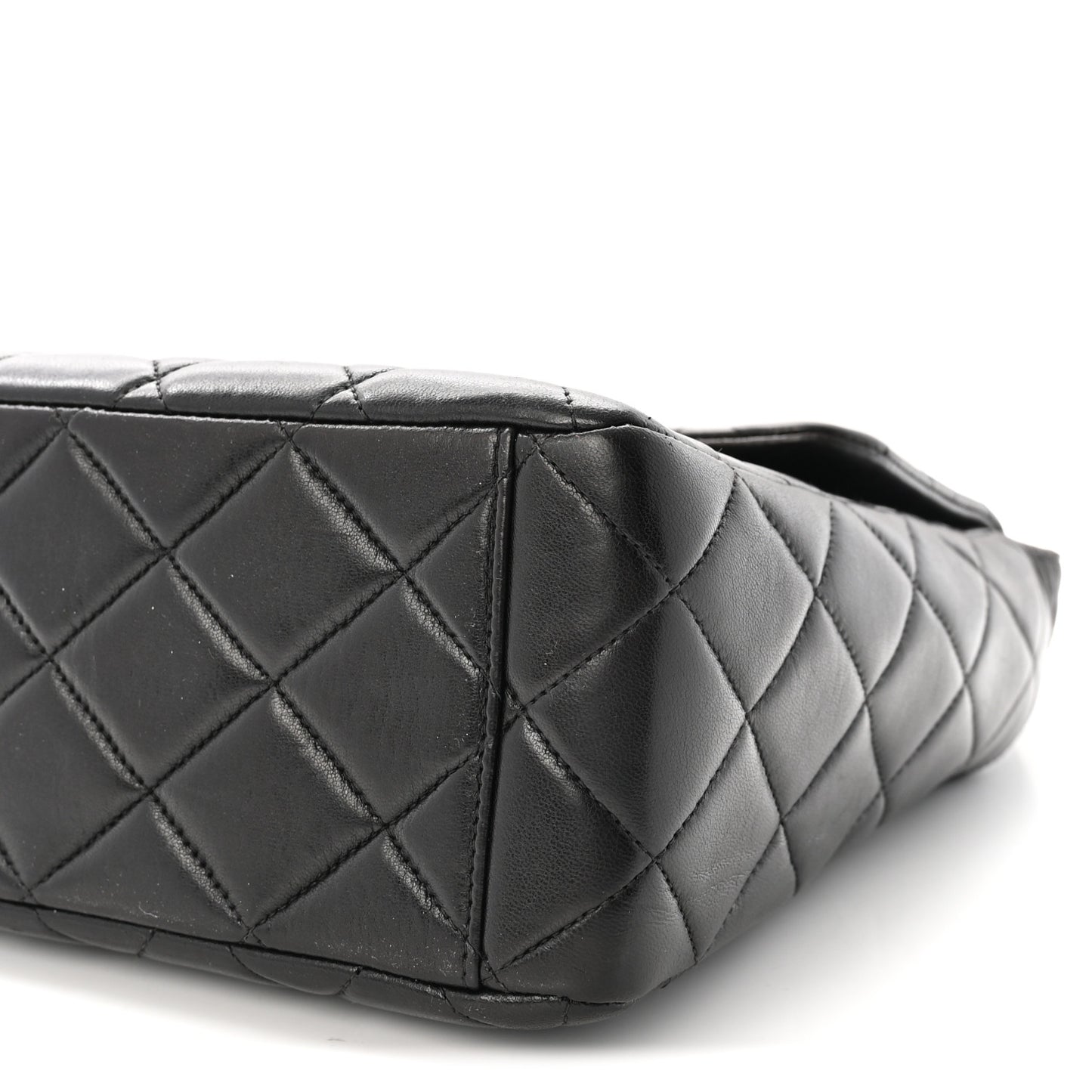 Lambskin Quilted Flap Shoulder Bag Black
