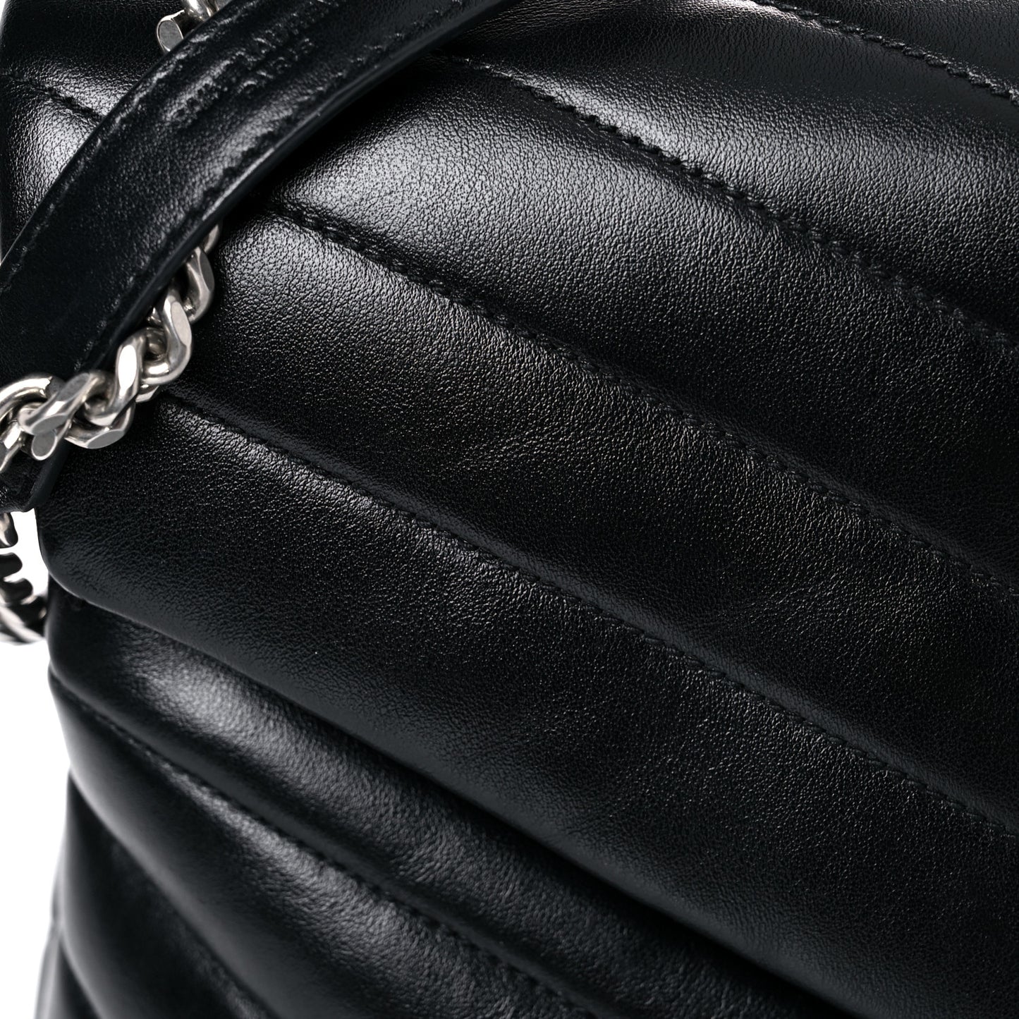 Calfskin Y Quilted Monogram Medium Loulou Chain Satchel Black