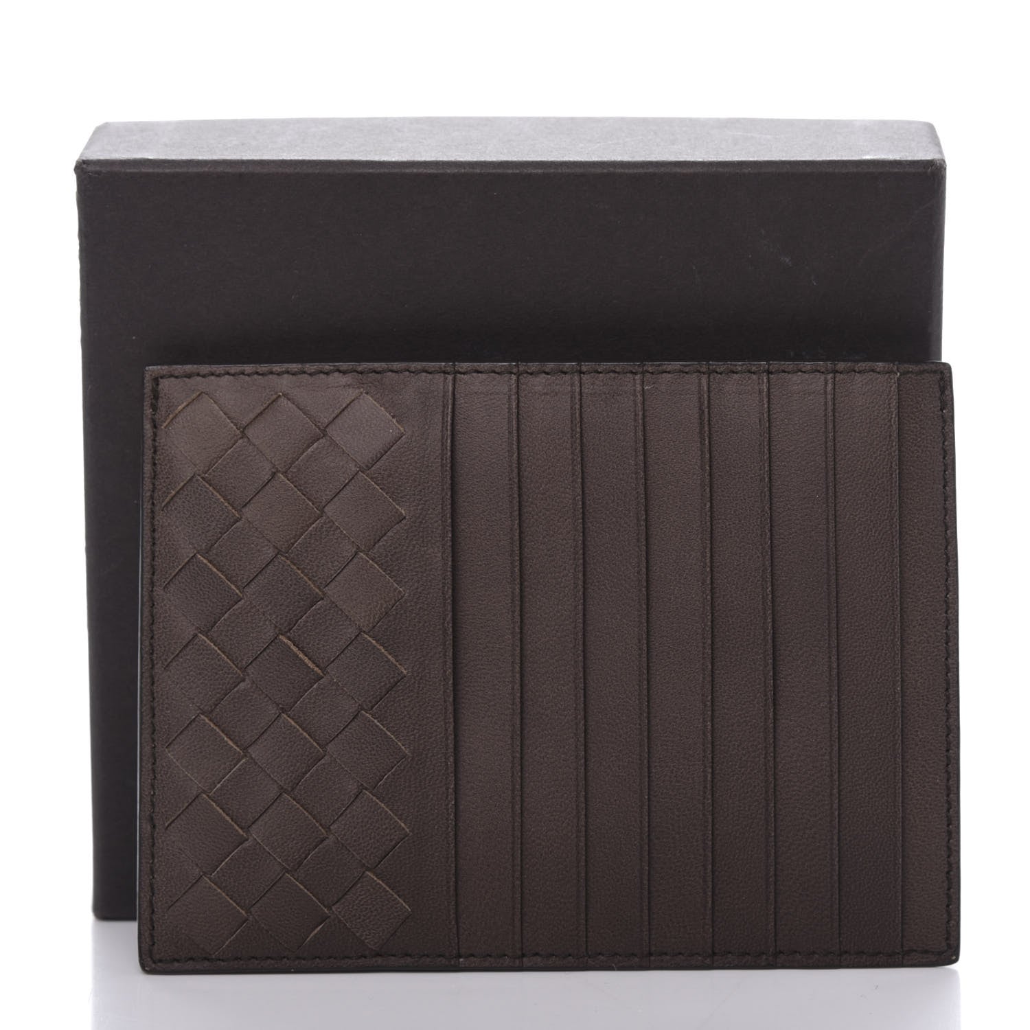 Bottega Veneta Calfskin Intrecciato Card Case Fondente 9 of 9