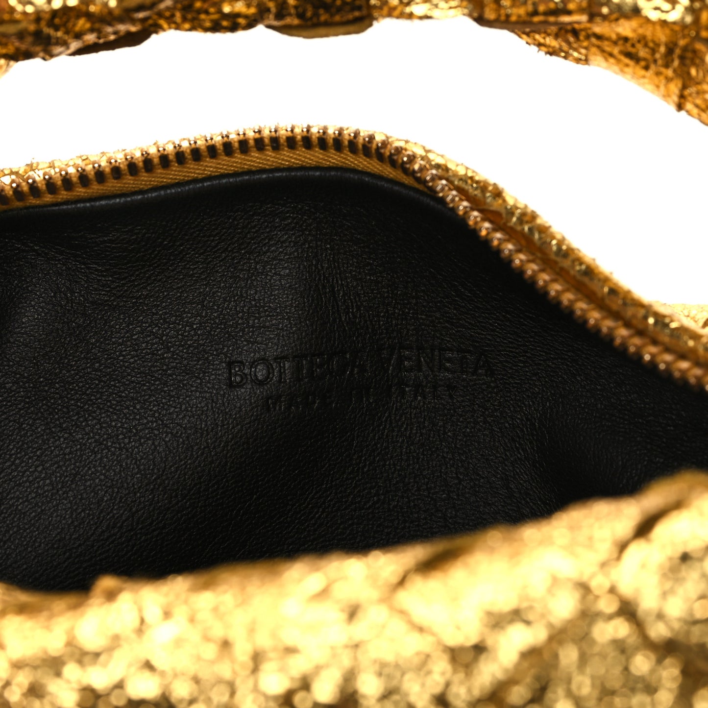 Metallic Nappa Intrecciato Mini Jodie Gold