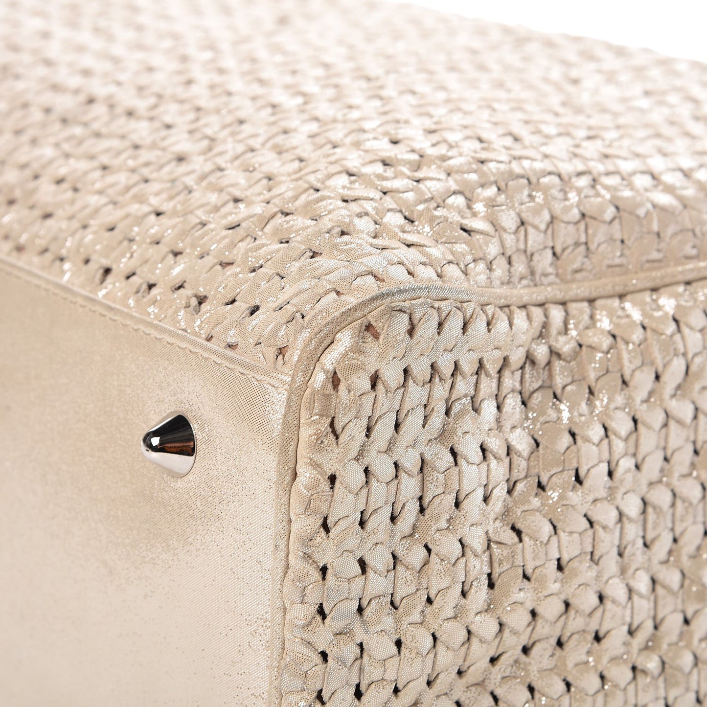 Metallic Suede Woven Lady Dior Shopping Tote Gold