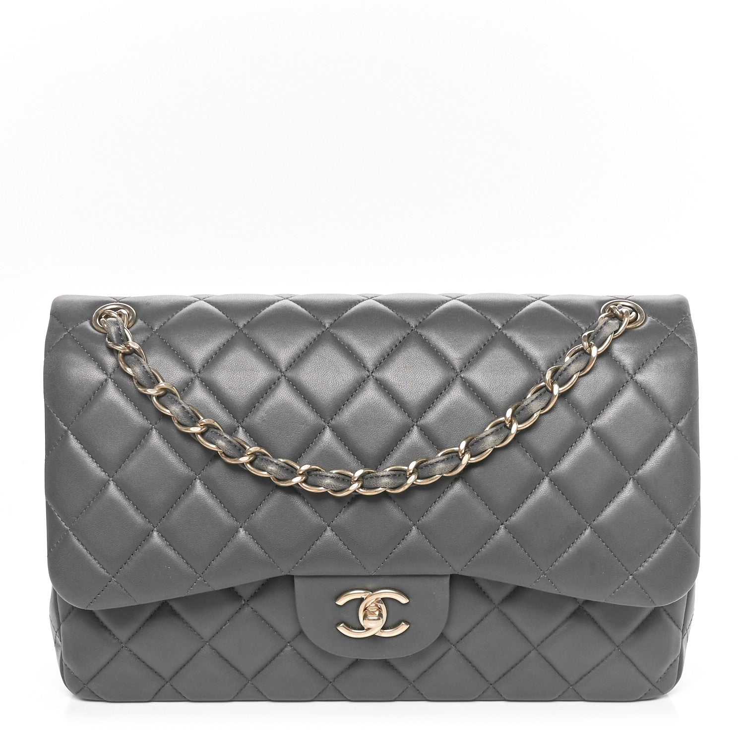 Chanel Lambskin Quilted Jumbo Double Flap Dark Grey 1 of 11