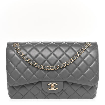 Chanel Lambskin Quilted Jumbo Double Flap Dark Grey 1 of 11
