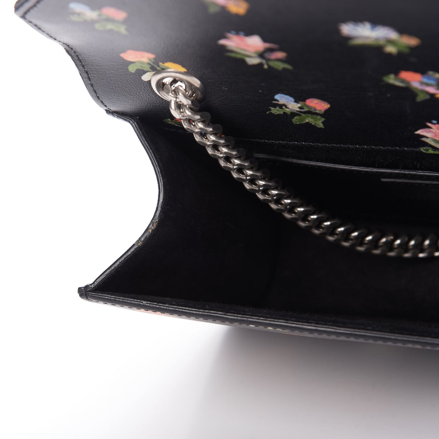Calfskin Prairie Flower Printed Mini Betty Black