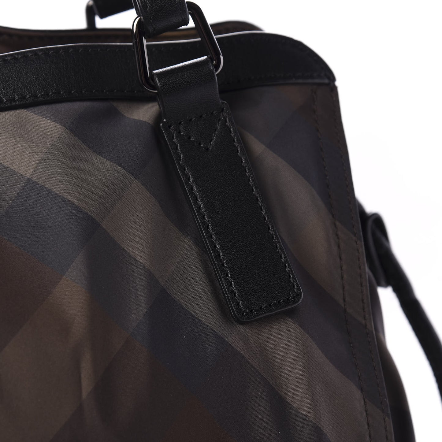 Nylon Check Small Buckleigh Packable Tote Birch Grey