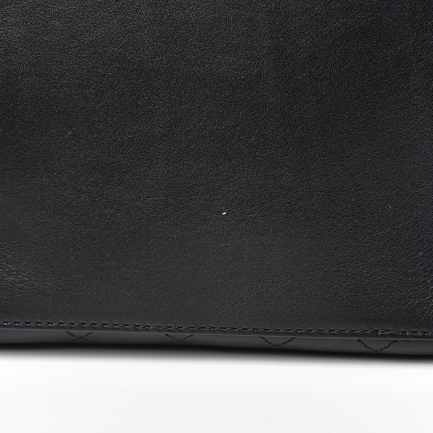 Calfskin Stitched Shopping Tote Black