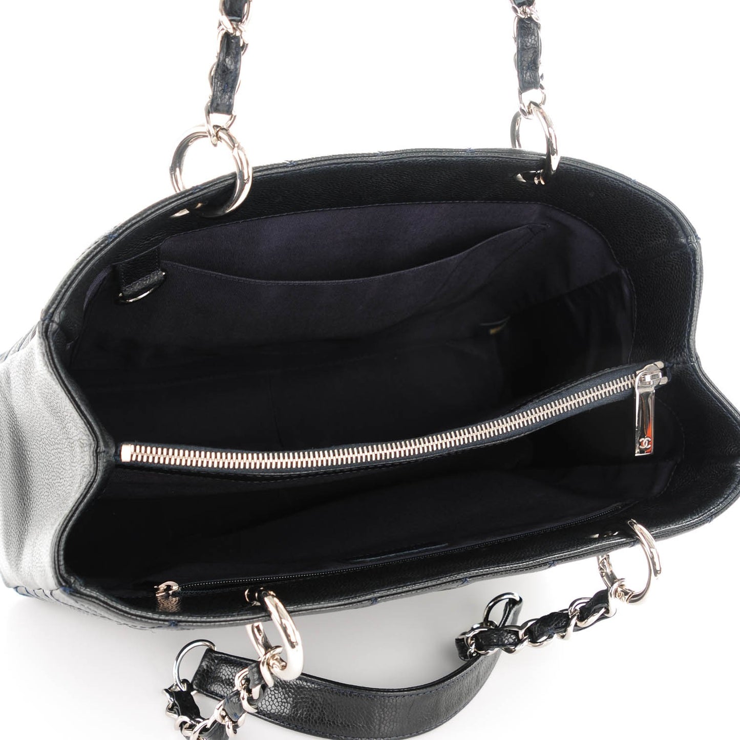 Caviar Quilted Grand Shopping Tote GST Dark Navy Blue