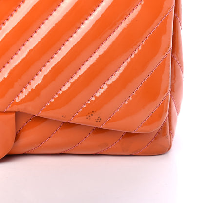 Chanel Patent Chevron Quilted Jumbo Single Flap Orange 6 of 6