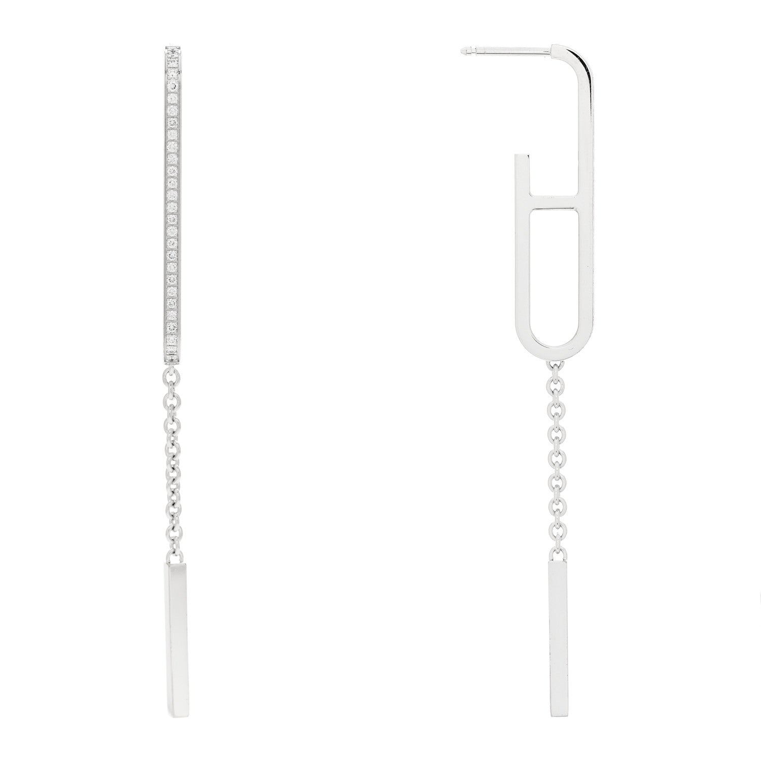Hermes 18K White Gold Diamond Ever Chaine D'Ancre Enchainee Earrings 1 of 4