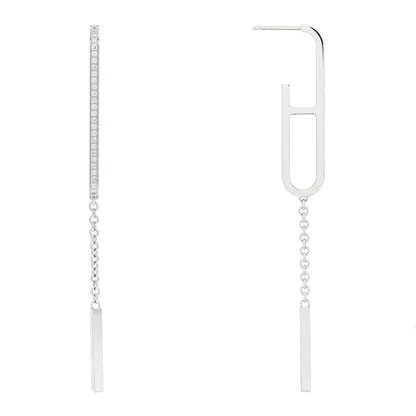 Hermes 18K White Gold Diamond Ever Chaine D'Ancre Enchainee Earrings 1 of 4