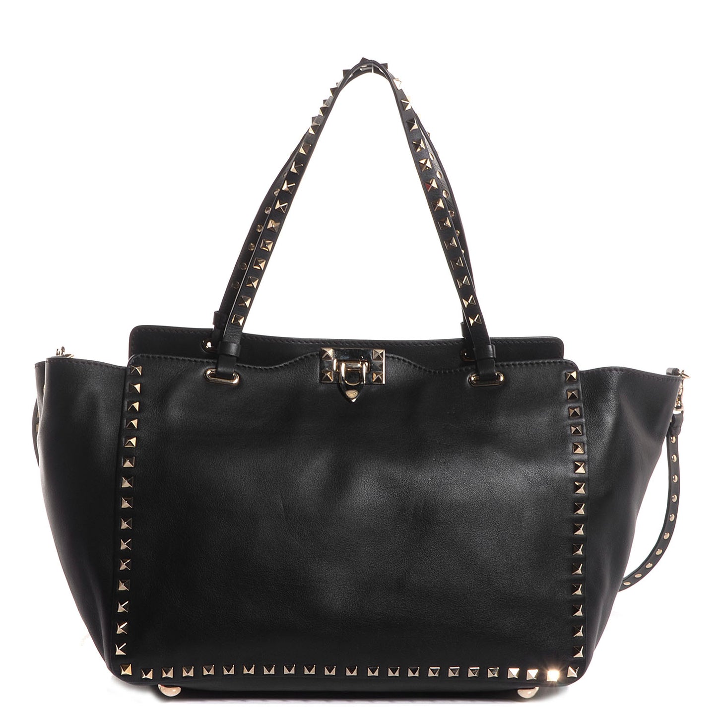 Vitello Medium Rockstud Tote Black