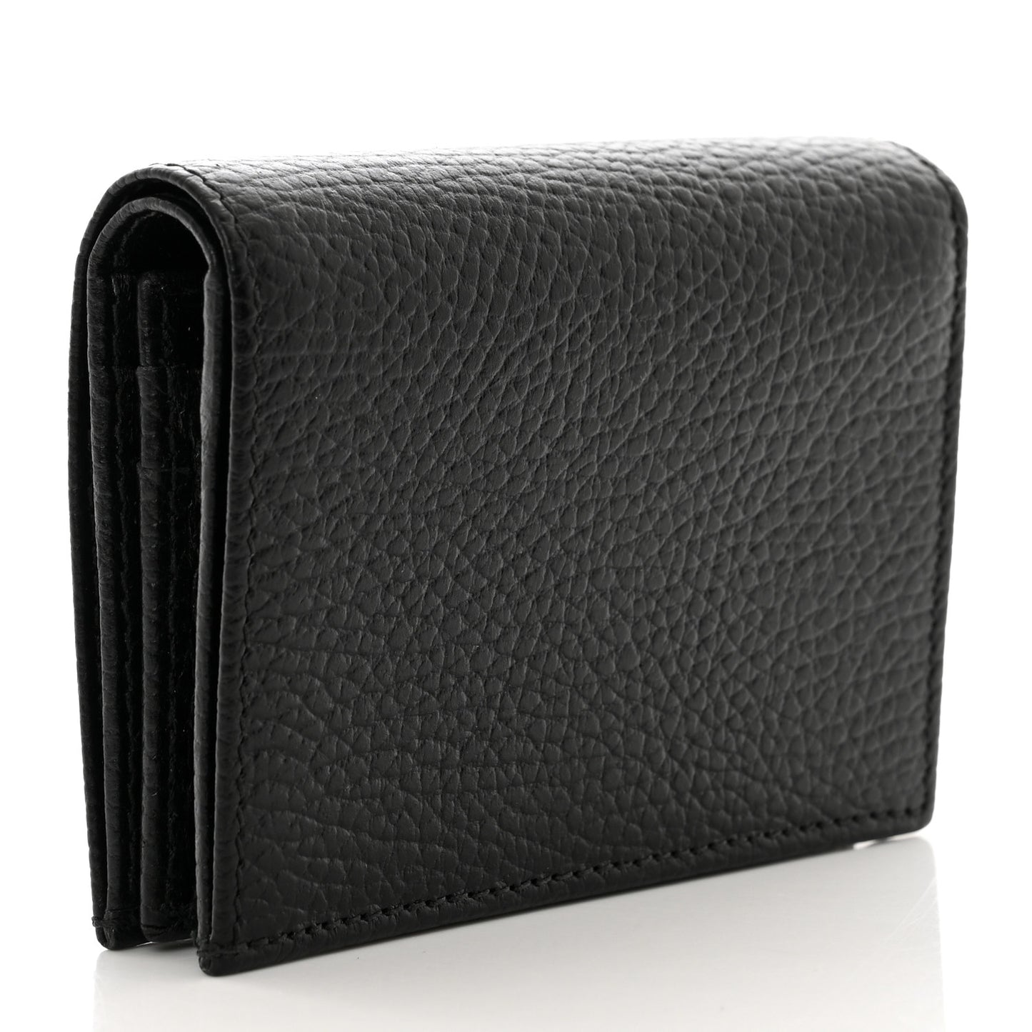 Pebbled Calfskin GG Marmont Card Case Black