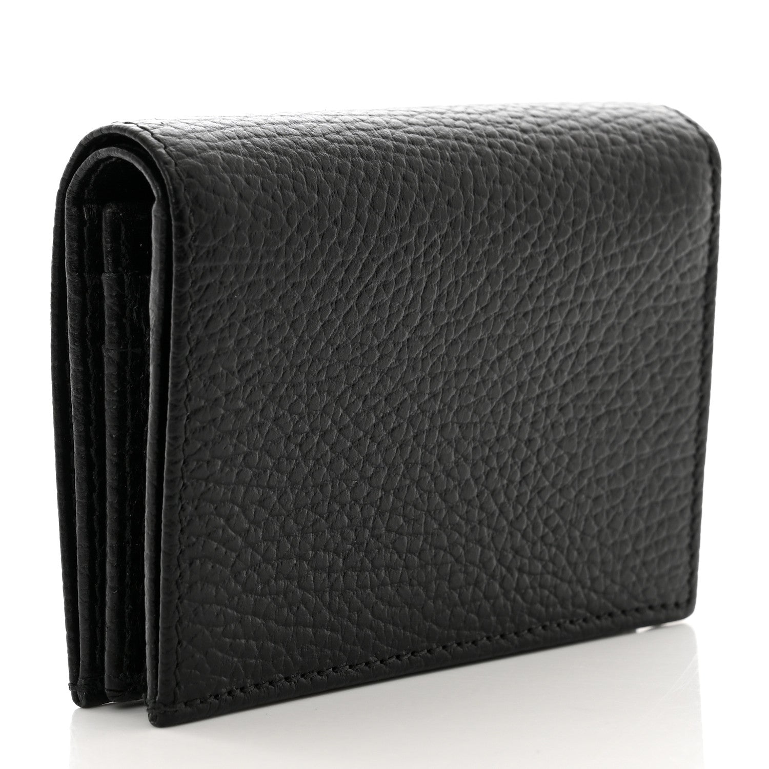 Gucci Pebbled Calfskin GG Marmont Card Case Black 3 of 8