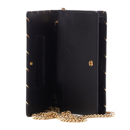 Gucci Calfskin Diagonal GG Mini Chain Wallet Black Gold 6 of 9