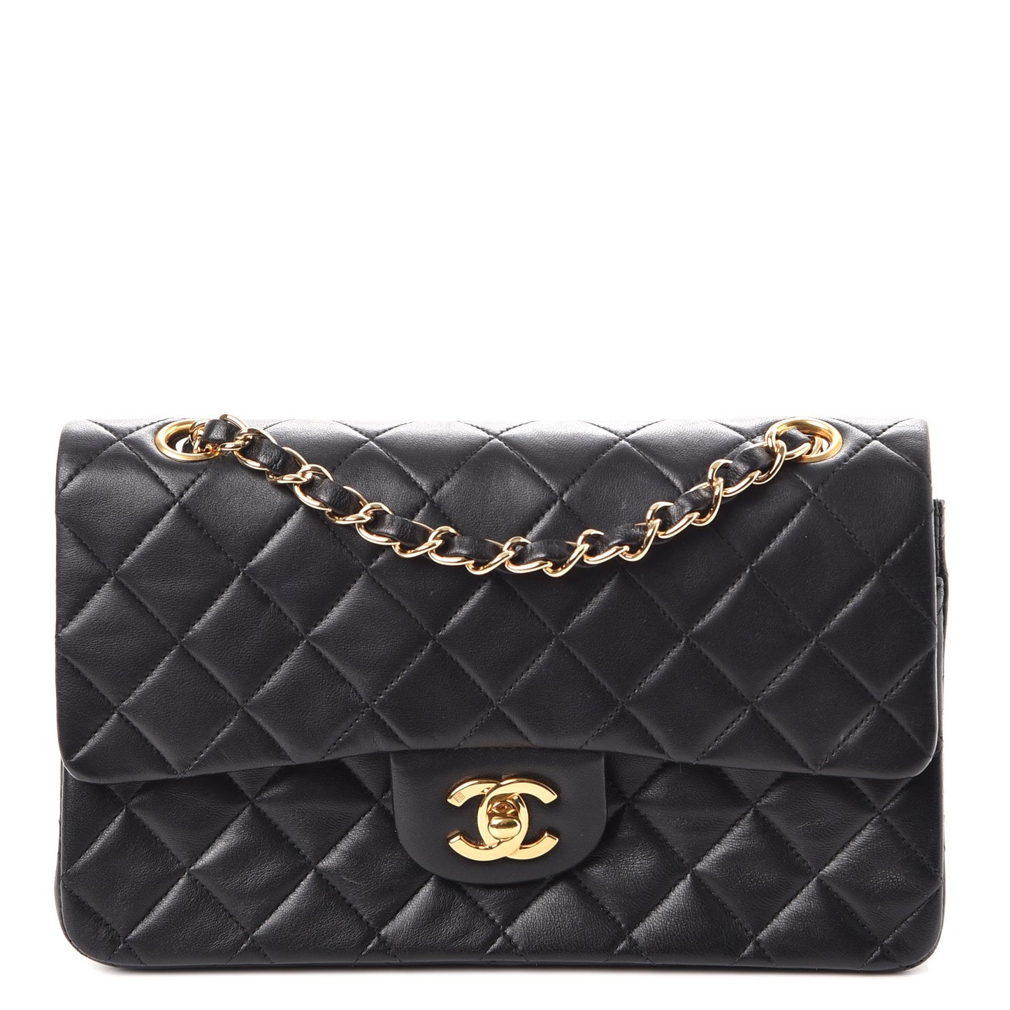 Lambskin Quilted Small Double Flap Black