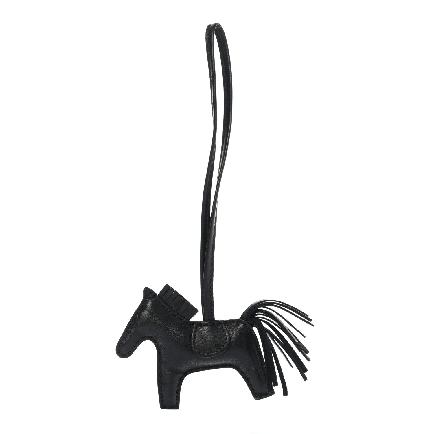 Hermes Milo Lambskin Grigri Rodeo Horse Bag Charm PM So Black 1 of 5