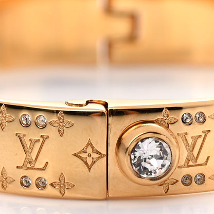 Louis Vuitton Brass Crystal Monogram Nanogram Strass Cuff S Gold 7 of 7