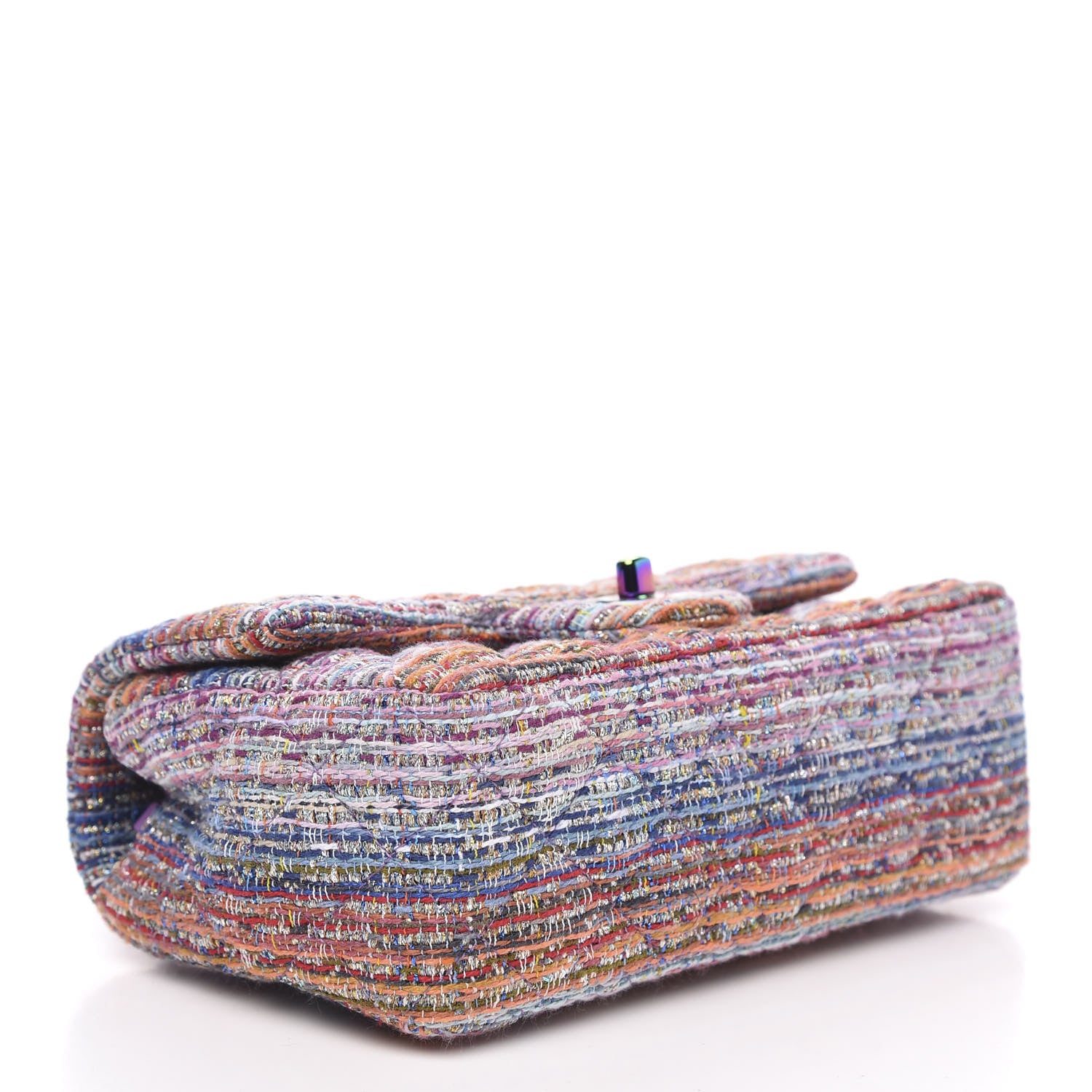 Chanel Tweed Quilted Mini Rectangular Flap Blue Pink Orange 4 of 11