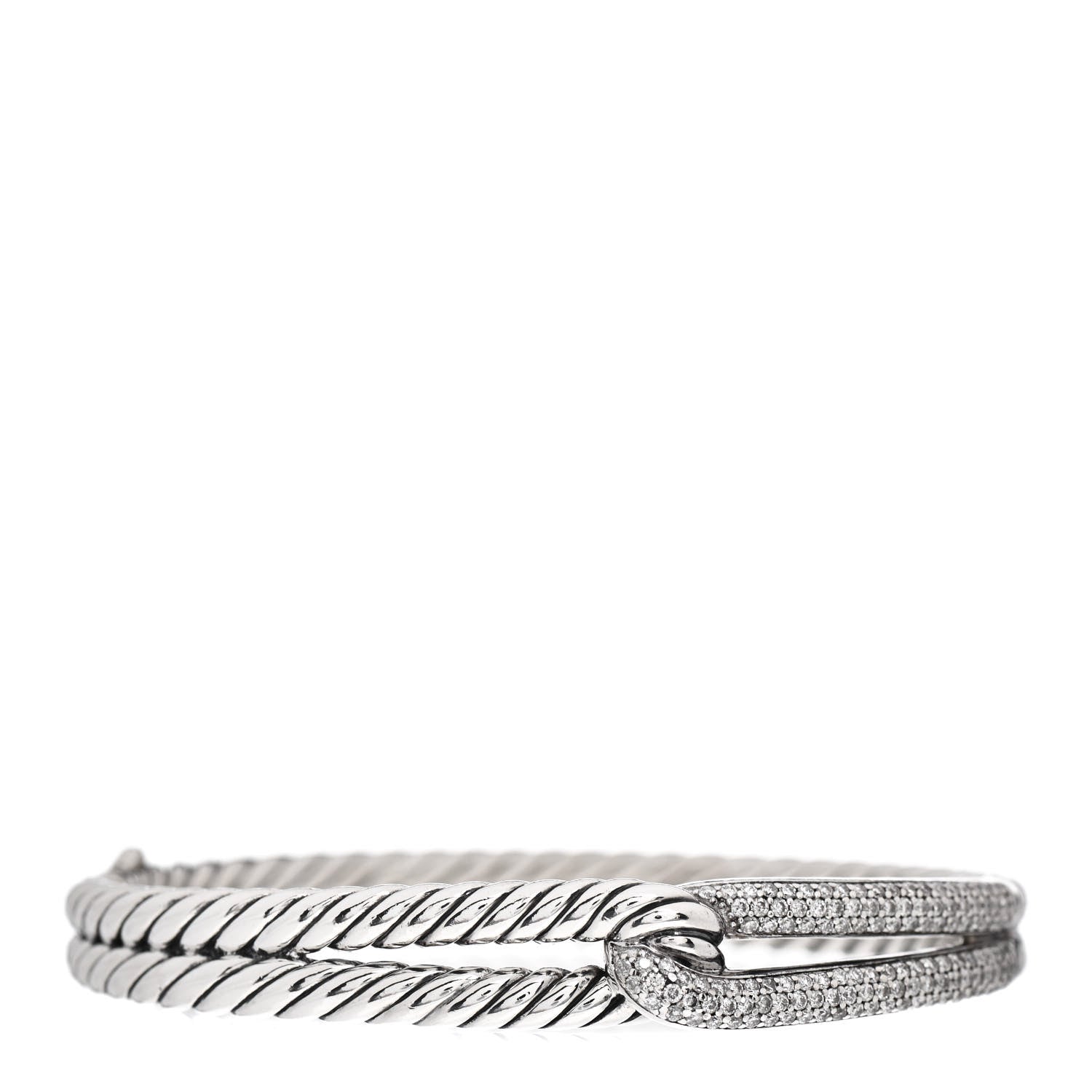 David Yurman Sterling Silver Diamond Pave 10mm Single Loop Labyrinth Bracelet 1 of 4