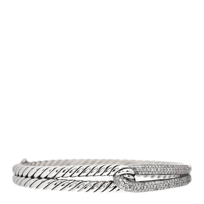 David Yurman Sterling Silver Diamond Pave 10mm Single Loop Labyrinth Bracelet 1 of 4