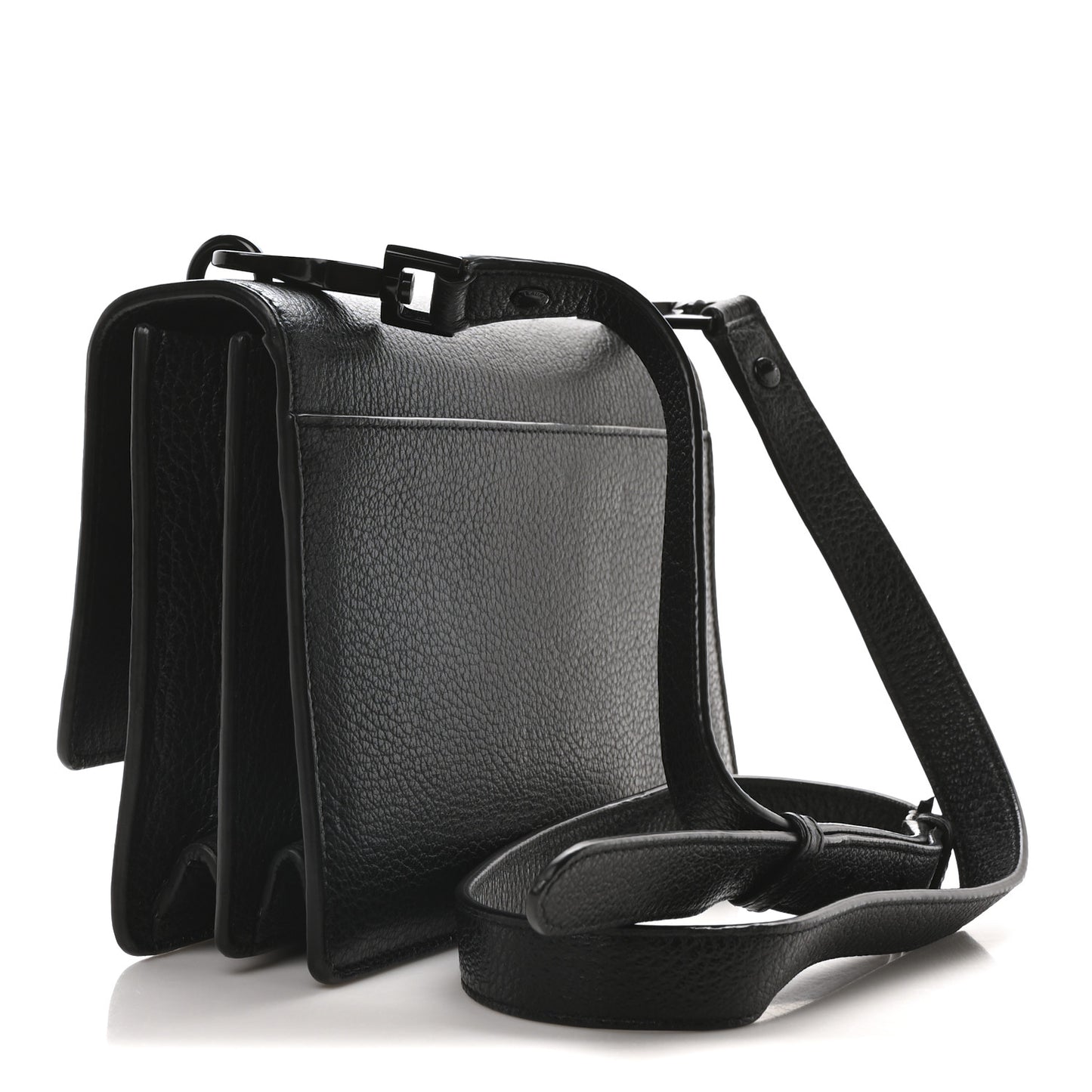 Grained Calfskin Medium Monogram Sunset Satchel Black