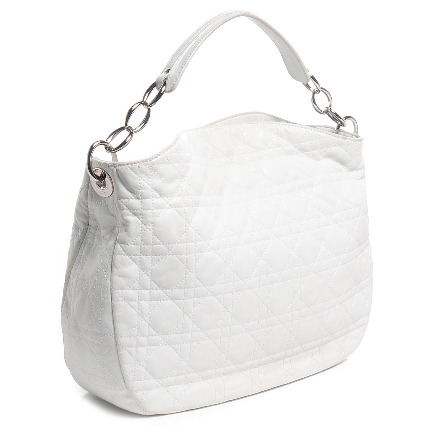 Lambskin Cannage Medium Dior Soft Hobo White