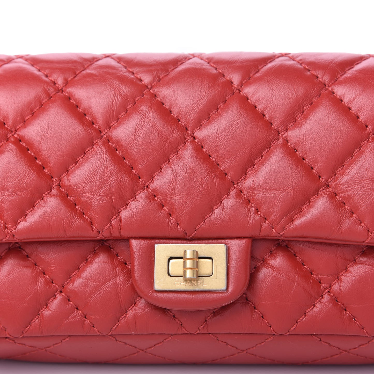 Aged Calfskin Quilted 2.55 Reissue Flap Belt Bag Red