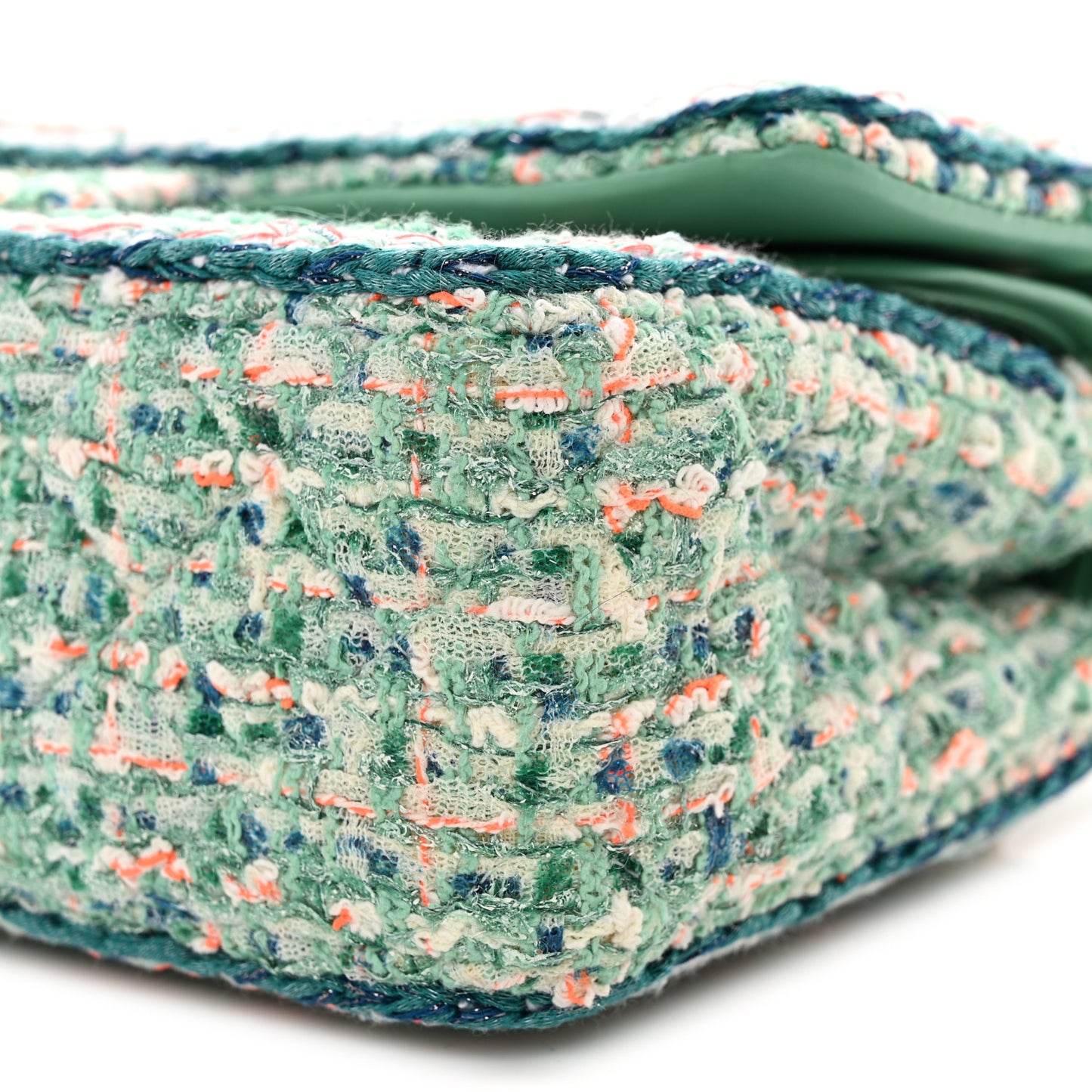 Tweed Braided Medium Flap Green Blue Multicolor