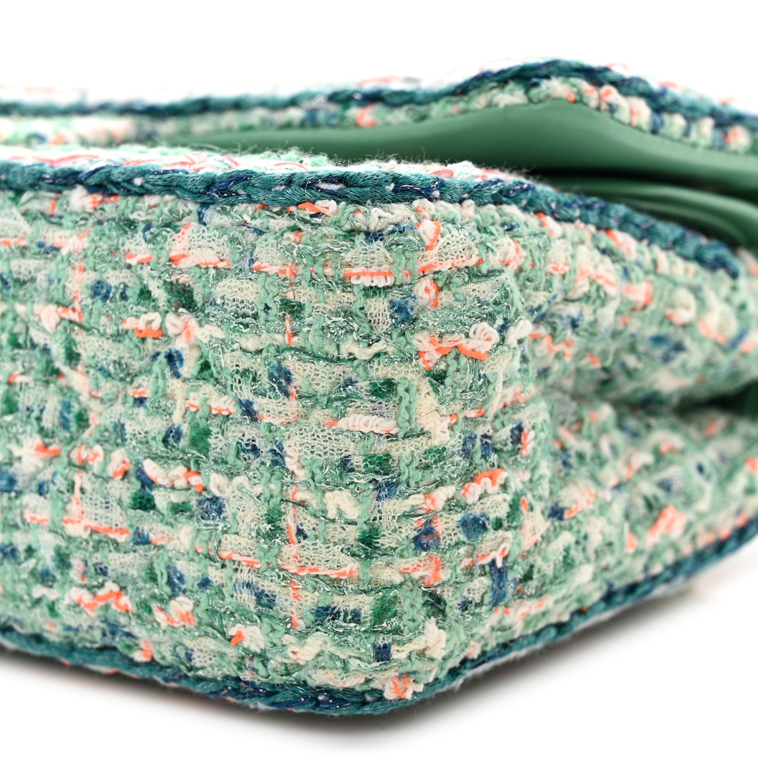 Chanel Tweed Braided Medium Flap Green Blue Multicolor 10 of 11