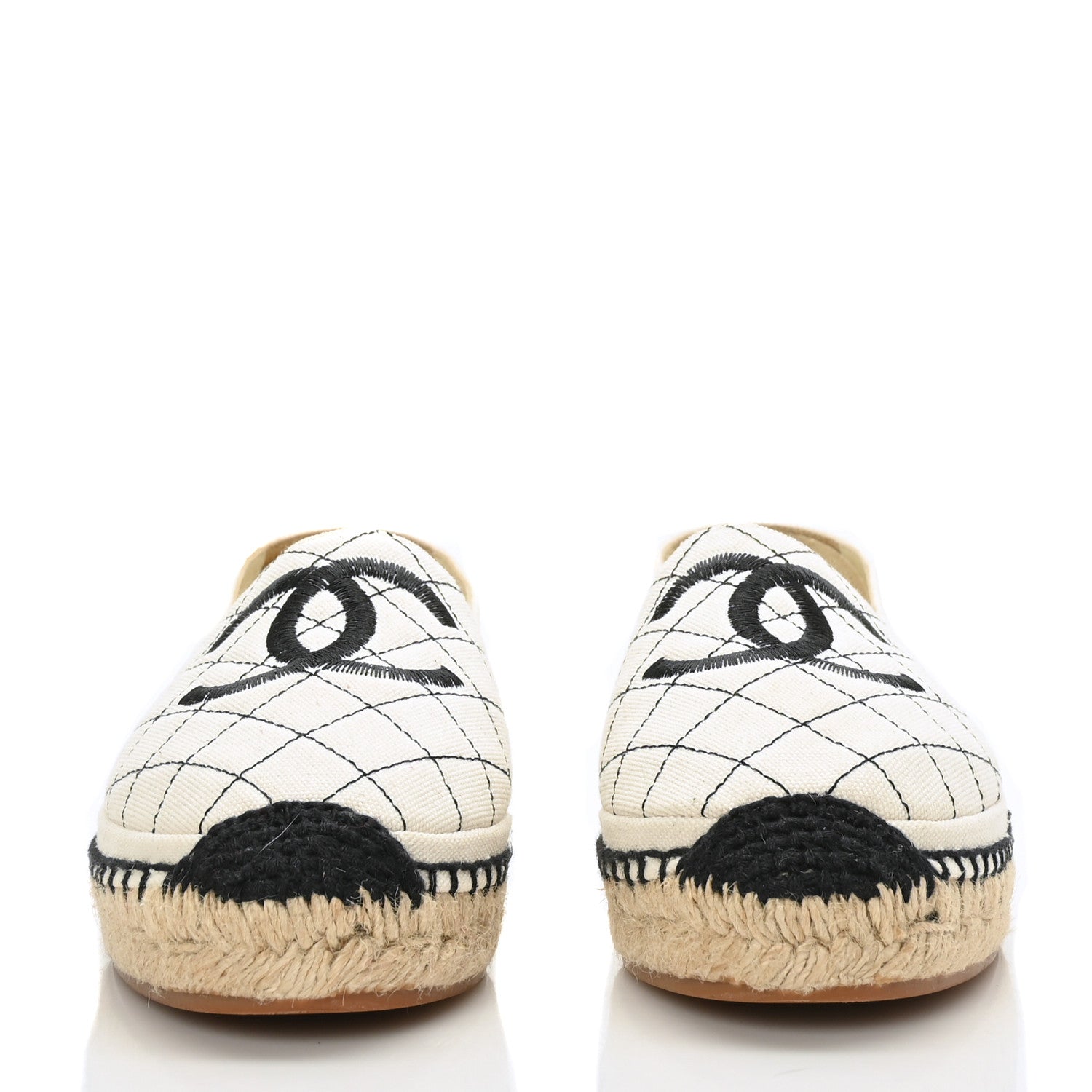 Chanel Fabric Biarritz CC Espadrilles 37 Beige Black 2 of 7