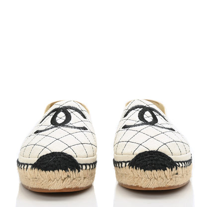 Chanel Fabric Biarritz CC Espadrilles 37 Beige Black 2 of 7