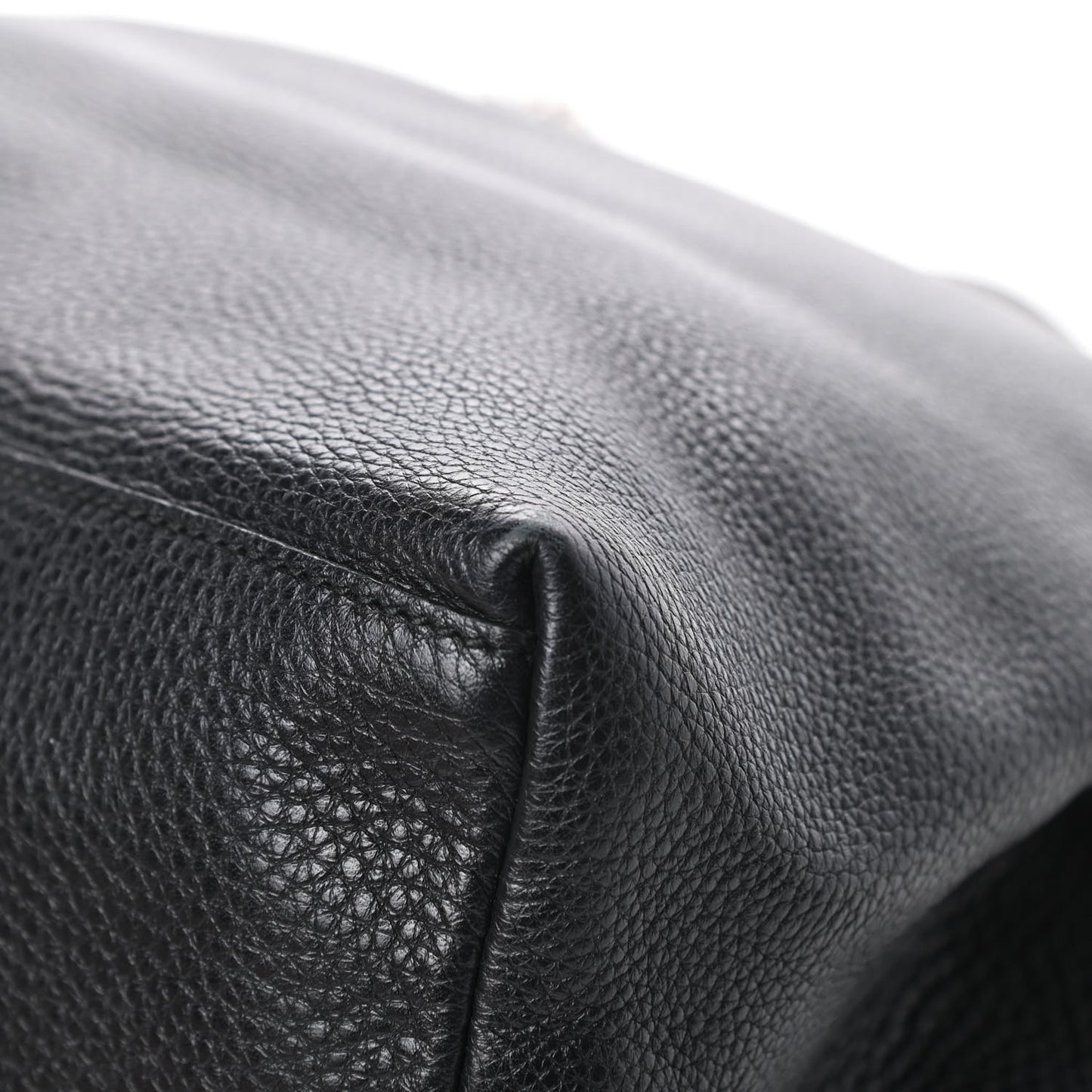 Pebbled Calfskin Studded Medium Soho Chain Shoulder Bag Black